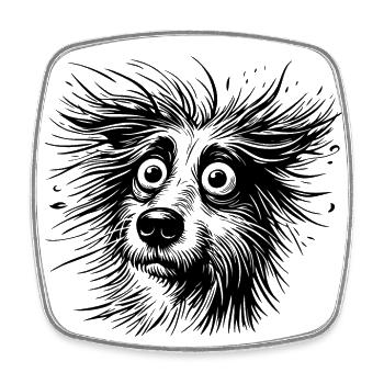 Hund Comic erstaunt, erschreckt - Viereckiger Kühlschrankmagnet - Weiß - Vorne