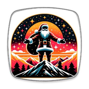Le Père Noël à la montagne - Magnet carré - blanc - Devant