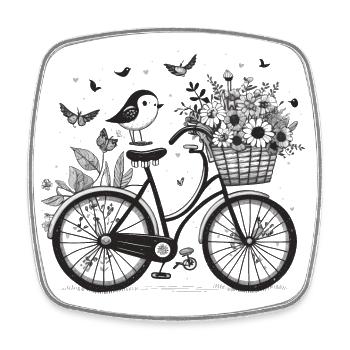 Rêverie vintage : une illustration en noir et blanc de - Magnet carré - blanc - Devant