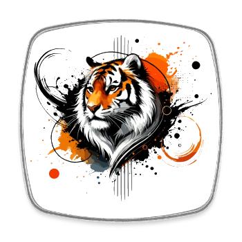 Buntes Aquarell Tiger - Viereckiger Kühlschrankmagnet - Weiß - Vorne