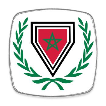 Maroc (armoiries & couronne de laurier) - Magnet carré - blanc - Devant