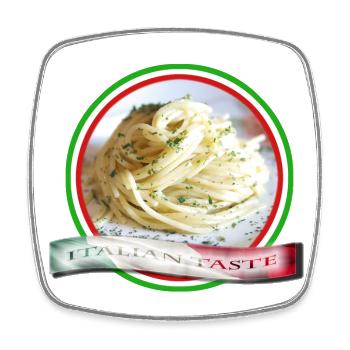 Spaghetti, italienischer Geschmack - Viereckiger Kühlschrankmagnet - Weiß - Vorne