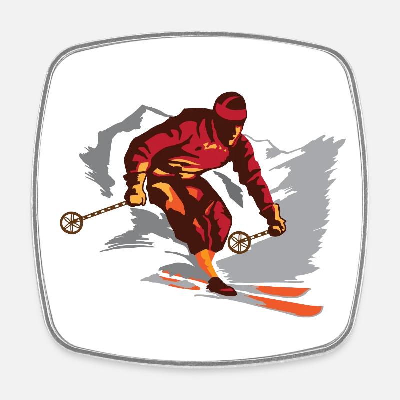 Skier - Square fridge magnet - white
