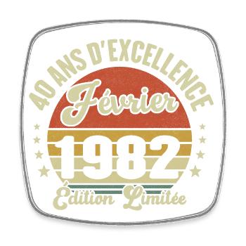 40 Ans Anniversaire Vintage Né(e) en Février 1982 - Magnet carré - blanc - Devant