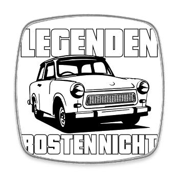 Farbe änderbar | Trabi Trabbi  Pappe DDR - Viereckiger Kühlschrankmagnet - Weiß - Vorne