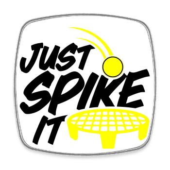 Farbe änderbar | Roundnet Spikeball Fun - Viereckiger Kühlschrankmagnet - Weiß - Vorne