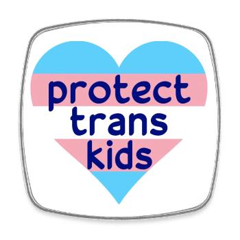 Protect Trans Kids - LGBTQIA+ trans pride flag - Square fridge magnet - white - Front