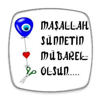 Sünnet mübarak olsun - Viereckiger Kühlschrankmagnet - Weiß - Vorne