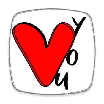 Red Heart Liebespaar Valentinstag Geschenk - Viereckiger Kühlschrankmagnet - Weiß - Vorne