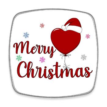 Merry Christmas Herz - Viereckiger Kühlschrankmagnet - Weiß - Vorne