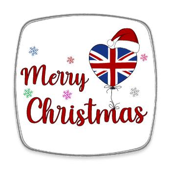 Joyeux Noël Angleterre - Magnet carré - blanc - Devant