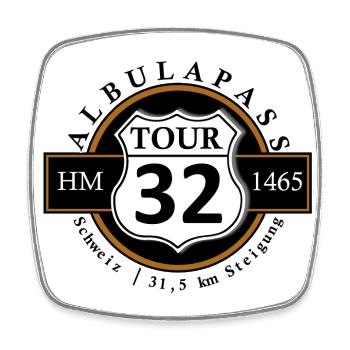 Radtour Rennrad Alpenpass Albulapass - Viereckiger Kühlschrankmagnet - Weiß - Vorne