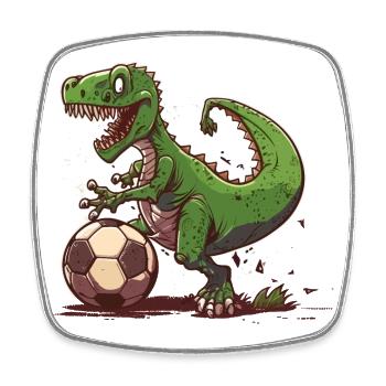Dino Fußballstar - Viereckiger Kühlschrankmagnet - Weiß - Vorne