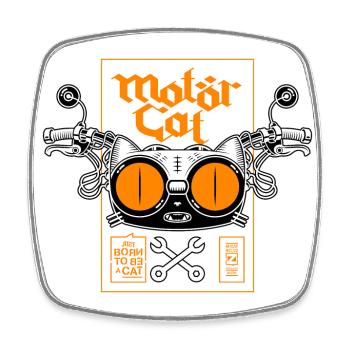 MOTORCAT 02 - Square fridge magnet - white - Front