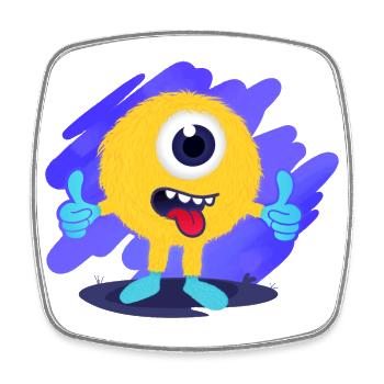 One-eye (fur, thumbs up) - Square fridge magnet - white - Front