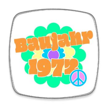 Flowerpower 1972 Geburtsjahr Retro Blume Peace - Viereckiger Kühlschrankmagnet - Weiß - Vorne