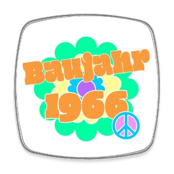 Flowerpower 1966 Geburtsjahr Retro Blume Peace - Viereckiger Kühlschrankmagnet - Weiß - Vorne