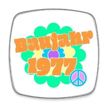 Flowerpower 1977 Geburtsjahr Retro Blume Peace - Viereckiger Kühlschrankmagnet - Weiß - Vorne
