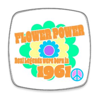 Flower Power Geburtsjahr 1961 Peace Blume Hippie - Viereckiger Kühlschrankmagnet - Weiß - Vorne