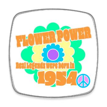 Flower Power Geburtsjahr 1954 Peace Blume Hippie - Viereckiger Kühlschrankmagnet - Weiß - Vorne