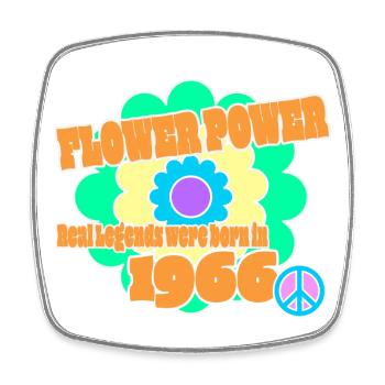Flower Power Geburtsjahr 1966 Peace Blume Hippie - Viereckiger Kühlschrankmagnet - Weiß - Vorne