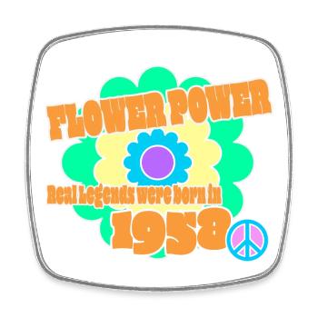 Flower Power Geburtsjahr 1958 Peace Blume Hippie - Viereckiger Kühlschrankmagnet - Weiß - Vorne