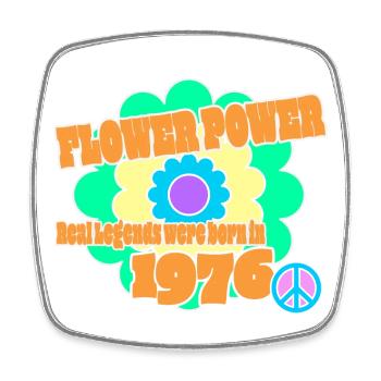 Flower Power Geburtsjahr 1976 Peace Blume Hippie - Viereckiger Kühlschrankmagnet - Weiß - Vorne