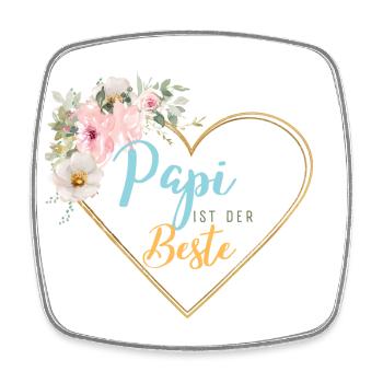 Papi ist der Beste! Floral personalisierbar - Viereckiger Kühlschrankmagnet - Weiß - Vorne