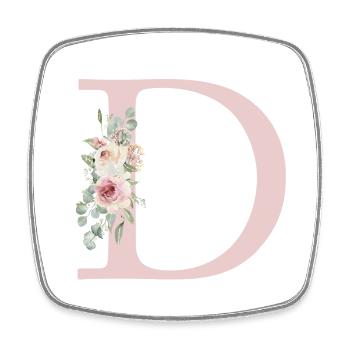 D| Monogram | Eucalyptus Pastel Flower Blue - Square fridge magnet - white - Front