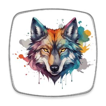 Loup aquarelle aquarelle - Magnet carré - blanc - Devant