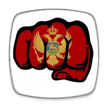 Montenegro Flagge Faust - Viereckiger Kühlschrankmagnet - Weiß - Vorne