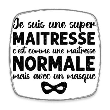 Super maitresse cadeau maîtresse d' école - Magnet carré - blanc - Devant