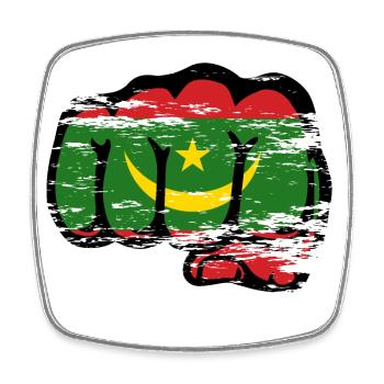 Mauritania flag fist used - Square fridge magnet - white - Front
