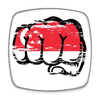 Singapur Flagge Faust Hand used - Viereckiger Kühlschrankmagnet - Weiß - Vorne