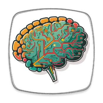 Synaptic Circuitry: A Stylized Fusion of the Human - Square fridge magnet - white - Front
