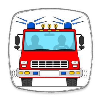 Fire engine without lettering - Square fridge magnet - white - Front