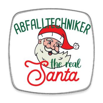 Waste technician the real Santa Christmas - Square fridge magnet - white - Front