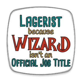 Warehouse Clerk Wizard - Square fridge magnet - white - Front