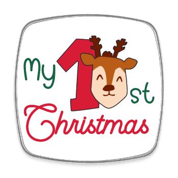 My first Christmas Baby 1st Xmas - Viereckiger Kühlschrankmagnet - Weiß - Vorne