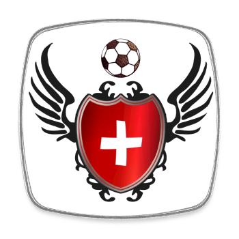 Football Switzerland (Coat of Arms & Wings) - Square fridge magnet - white - Front