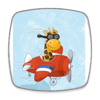 Giraffe Pilot Red Airplane Airplane Kids Motifs - Square fridge magnet - white - Front