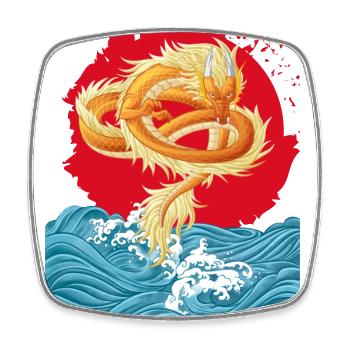 Dragon_Out-of-water - Square fridge magnet - white - Front