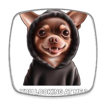 Evil Demonic Chihuahua With Bad Temper, Funny - Square fridge magnet - white - Front