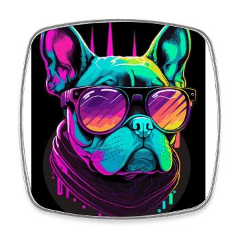 Français Bulldog Love - Magnet carré - blanc - Devant