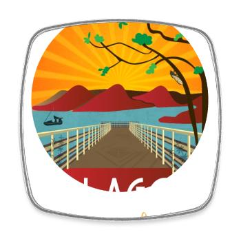 Illustration du lac du Salagou | terragrafika® - Magnet carré - blanc - Devant