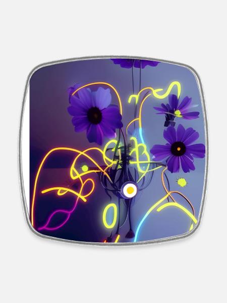 Blumen violett - Viereckiger Kühlschrankmagnet - Weiß
