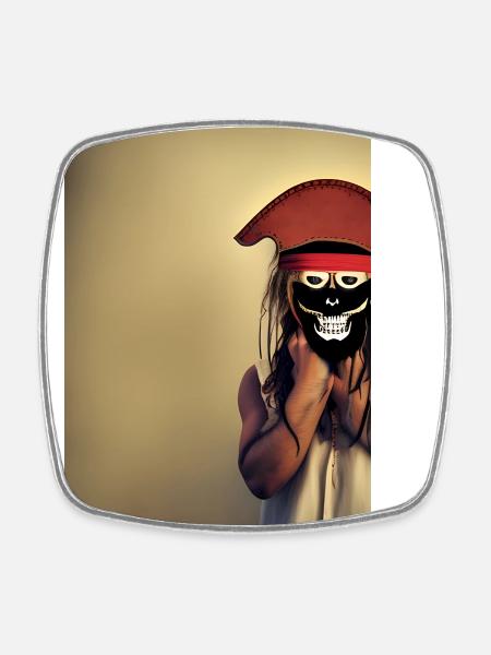 Pirate with red hat - Square fridge magnet - white
