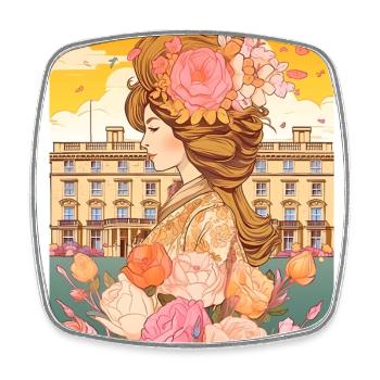 Regal Reverie: Georgian Style Elegance - Square fridge magnet - white - Front