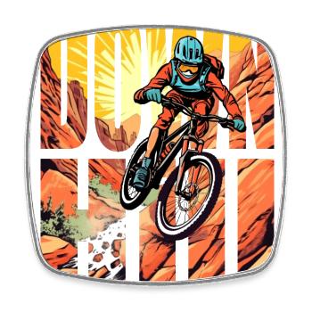 Descente - Conception de VTT - Magnet carré - blanc - Devant