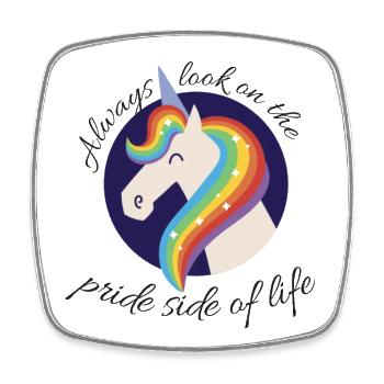 Look on the PRIDE side of life LGBTQI+ - Viereckiger Kühlschrankmagnet - Weiß - Vorne